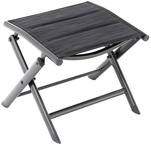 Nexos Klapphocker aus Aluminium und Olefin – Farbe Bespannung: Schwarz/Rahmen: Anthrazit