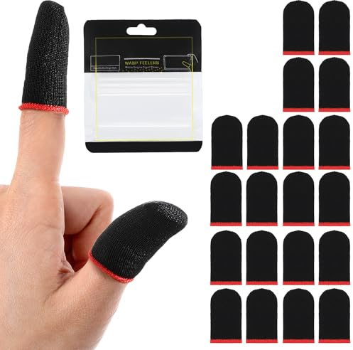 Oruola 10 Paar Thumb Sleeve, Gaming Finger Sleeve, Kohlefaser Finger Sleeves, Ultradünn,Atmungsaktiv Schweißableitend, Gaming Zubehör, Fingersleeves für Alle Touchscreen-Geräte
