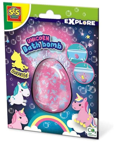 SES Creative 25126 - Einhorn Badebomben surprise, Schöne, große Badebombe (160 g), Überraschung für Kinder,kosmetisch getestet