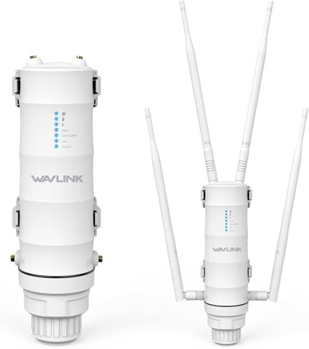 WAVLINK AC1200 Outdoor Mesh Extender/Router, Long Range IP65 wasserdicht WiFi Repeater mit passivem/aktivem POE, Dualband 5G+2,4G, 4x7dBi Omni-Antennen,unterstützt Fat/Fit AP