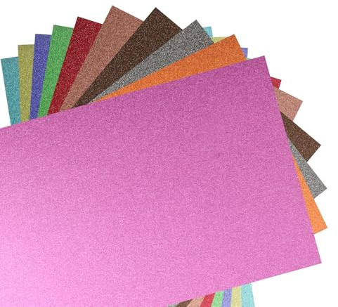 40 Blatt Glitzerpapier zum Basteln, Tonkarton A4 Bunt, 230 g/m² 20 Farben Glitzer Bastelpapier, Bunt Glitzer Papier, Tonpapier A4 Buntpapier Bastelkarton zum Basteln Gestalten Scrapbooking