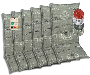 GO-DE Textil Bequeme und attraktive Polsterauflagen für Hochlehner-Gartenstühle (6er-Set, Stempel grau, Hochlehner)
