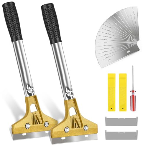 ITClosud 2 Stück Reinigungsklinge Schaber mit 20 Ersatzklingen, Tapetenschaber mit Gummigriff, Tapetenentferner Set mit SchutzhüLle, Für Alle Arten von WandoberfläChen, Beton, Glas