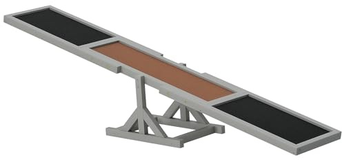 PawHut Hundewippe, Hunde Agility Wippe aus Holz, rutschfest Hunde Agilitäts Rampe für Hunde unter 30 kg, wetterfest Hundetraining Outdoor Hundesport für Balance, 180 x 30 x 30 cm Grau