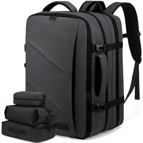 LOVEVOOK Reiserucksack Flugzeug, Laptop Rucksack für 17,3 Zoll, erweiterbar Handgepäck Rucksack für Herren Damen, groß 30L-40L Business Rucksack Travel Backpack für Weekender, Grau