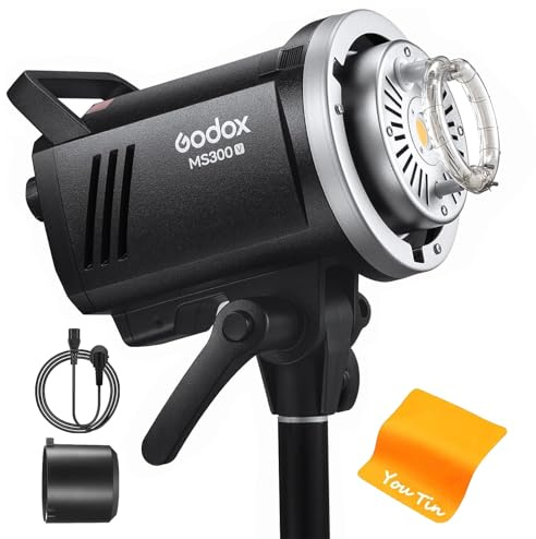 Godox MS300V LED-Studioblitz 300W,2.4G Wireless 5800K LED-Licht 0.1-1.3 S Recycle Time Bowens Mount mit LED Modeling Lamp,Outstanding Power Output Stability Monolight für Studiofotografie