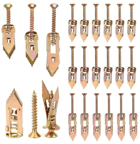 60 Stück Selbstbohrende Trockenbaudübel mit Schrauben, 3 Größen Karbonstahl RigipsDübel Set, Hohlraumdübel Hohlwanddübel Gipskartonbefestigungen, Kein Bohren für Spiegel, Bilder, Regale, Vorhänge