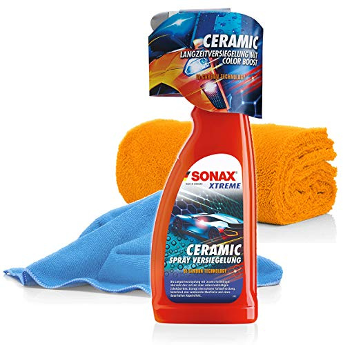 detailmate SONAX XTREME Ceramic Spray-Versiegelung Set Coating Keramik Versiegelung für autos mit 2x Mikrofasertuch, für Schutz und Glanz