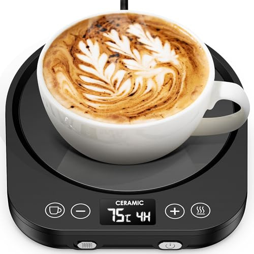 Kaffeewärmer, aufgerüstet Tassenwärmer, Elektrischer Kaffeewärmer 9 Temperatureinstellungen Schreibtisch Tassenwärmer mit 1-9h Abschaltautomatik für Kaffee Tee Kakao Milch