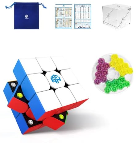 GAN 356M-High Zauberwürfel Magnetwürfel 3x3, Magischer Würfel mit 4 GES Extra Austauschbares Zubehör, Speed Cube mit Flügelförmige Numerische IPG/GES+/Sichtbarer Magnet für Erwachsene und Kinder