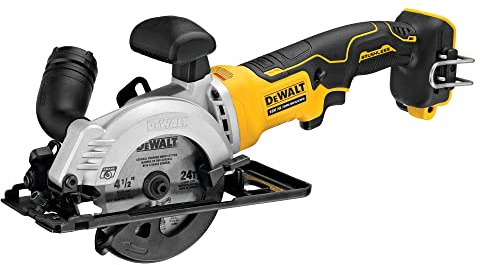 DEWALT 18V XR Bürstenlose kompakte 115-mm-Kreissäge, DCS571N-XJ | 18V XR bürstenlose kompakte 115-mm-Kreissäge mit 45°-Neigung, Staubbläser, Sparrenhaken und AirLock-Kompatibilität.