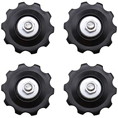 Create idea 4 Stück 10T Fahrradschaltung Riemenscheibe Schaltwerk Schaltröllchen für 5/6/7/8 Gang Kettenschaltung mit Staubschutz Befestigungsschraube Mutter Unterlegscheibe