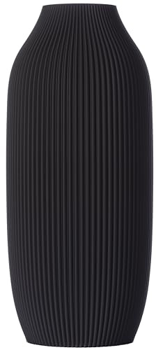 3D Vase Dekovase Stella XL 38cm Bodenvase Schwarz Deko Vase Pampasgras Trockenblumen