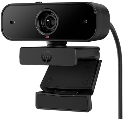 HP 430 FHD Webcam für Online Meetings, Full HD 1080p, Autofokus, Dual-Mikrofone mit Rauschunterdrückung, Sichtschutzblende, 85° Sichtfeld, USB-A für PC & Laptop