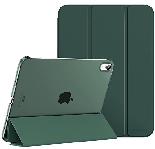 MoKo Hülle für iPad (A16) 11. Generation 11 Zoll 2025, iPad 10. Generation 10,9 Zoll 2022, Schlanke Stand Schutzhülle mit Hart PC Transparent Rückseite, Unterstützt Touch ID, Nachtgrün