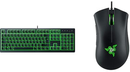 Razer Ornata V3 X - Flache Membran-Tastatur mit Razer Chroma RGB QWERTZ | DE-Layout, Schwarz & DeathAdder Essential (2021) - Essentielle Gaming-Maus mit optischem 6.400-DPI-Sensor Schwarz