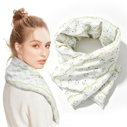 uncn Körnerkissen 68x11cm, 800g - Geteiltes Fächerdesign mit Gänseblümchenstickerei | Groß Wärmekissen Mikrowelle Für Nacken Schulter