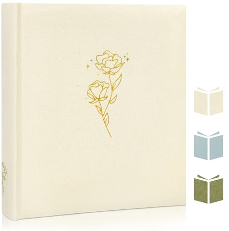 Kuword Fotoalbum zum Selbstgestalten mit Platz für 500 Fotos 100seiten Leinen-Rosen Fotoalbum Groß 30x30cm Beige Hochzeitsgeschenk DIY-Scrapbook Familienalbum