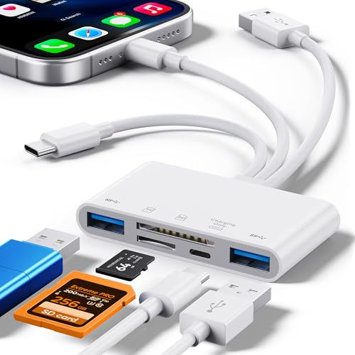 5-in-1 SD Kartenleser für Phone, Speicherkartenleser&USB OTG Adapter | USB C und USB A Geräte mit Micro SD & SD Karten Slots, Unterstützt SD/Micro SD/SDHC/SDXC/MMC
