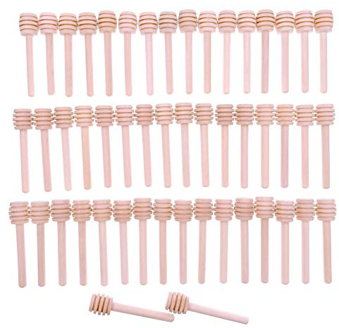 JZK 50x Holz Honiglöffel Honigheber Honigspirale Honigstab 8cm zum Hochzeit Geburtstag Babydusche Weihnachten Party Dessert Werkzeug