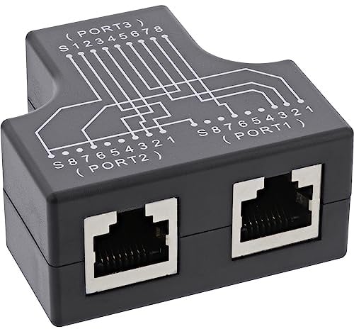 Inline® Cat.5e STP T-Adapter (Port-Doppler), RJ45 Buchse an 2X RJ45 Buchse