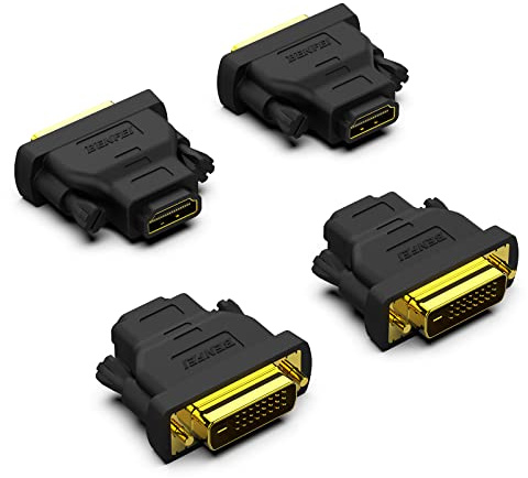 BENFEI DVI-auf-HDMI-Adapter, 4 Packungen bidirektionaler HDMI-zu-DVI-D-Adapter mit vergoldeten Steckern