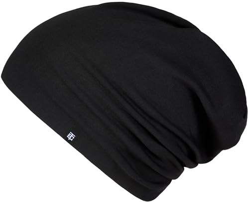Enter the Complex® Leichte Beanie Mütze, Herren und Damen, Übergangsmütze, Sommer Beanie, Dünne Kopfbedeckung, Baumwolle (Jersey), L/XL, Schwarz