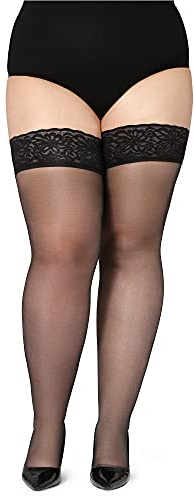 Bellivalini Damen halterlose Strümpfe mit Spitze Plus Size 20 DEN BLV-1126