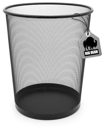 BigDean Papierkorb Büro Mülleimer schwarz 34cm hoch 20L Draht - Mülleimer Büro Trash Can Papiermülleimer Abfalleimer Mülleimer Trash Bin