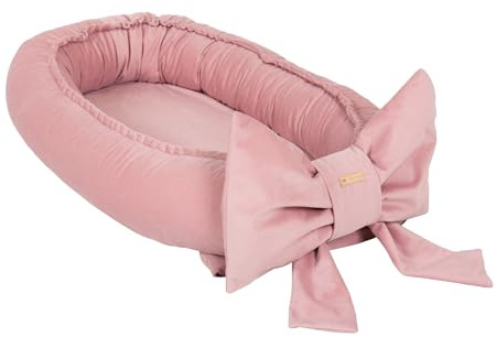 Kuschelnest Babynest Babynestchen Nestchen Reisebett Wickelauflage mit Schleife (Farbe: rosa)