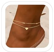 ZOERAY FußKettchen für Damen Gold Silber Wasserfest Fussketten für Frauen Silber 925/18K Vergoldete Boho FußKette mit Herz Perlen Einstellbar Schlangenkette Geschichtet Sommer Strand Schmuck Mädchen