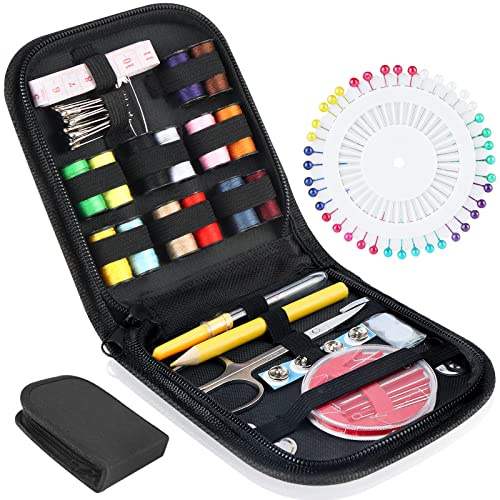 OWill Nähset mit 94 er Nähzubehör,Mini Nähset Nähkasten mit Nähnadeln, Schere, Gewinde, Fingerhut, Maßband für Anfänger,Reisende und Reparaturen für Notfallkleidung