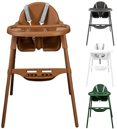 YALION Kinderhochstuhl Höhenverstellbarer Hochstuhl mit Tablett, Braun | Baby Essstuhl für Babys & Kleinkinder von 6-36 Monaten, Kinder Hochstuhl max.15 kg