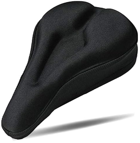RIXOW Gel Sattelbezug Fahrrad, Fahrradsattel Überzug aus Bequemem Memory-Foam, Fahrradsitzkissen Ergonomischem, 28X18CM Fahrradsitz Polster für Rennradsättel MTB, Sattelschutz für Fahrradsitz