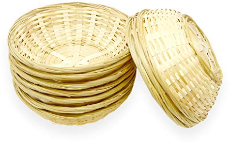 Lashuma 10er Körbchen Set Rund, Kleiner Geflochtener Korb, Leerer Aufbewahrungskorb zum Füllen, Osterkörbchen 20 cm