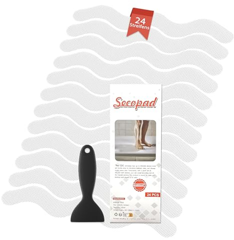 Secopad 24 Stück Anti-Rutsch Aufkleber für Badewanne & Dusche, Transparent