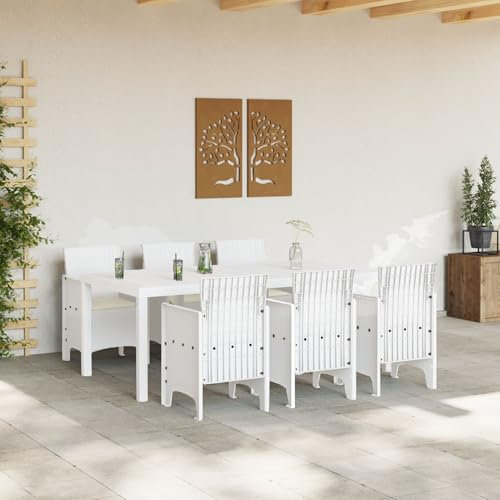 vidaXL Garten Essgruppe 7 STK. Weiß Polypropylen