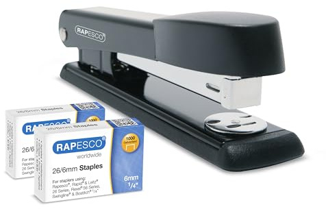 Rapesco 1602 Germ-Savvy Antibakteriell Marlin Heftgerät, 25 Blatt Heftleistung, Schwarz & 2000 x 26/6mm Heftklammern