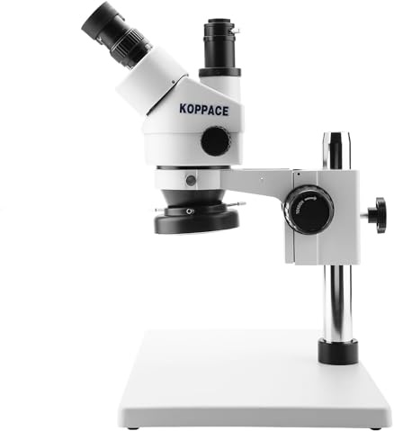 Trinokulares Stereomikroskop 3.5X-90X Trinokulares Stereo-Zoom-Mikroskop WF10X/20mm Okulare 100-240V Professionelles Mikroskop Trinokulares Labormikroskop für Erwachsene(Weiß)