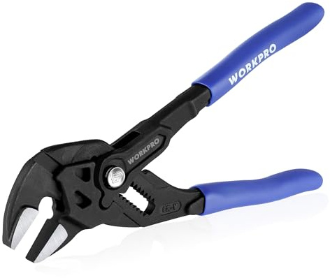 WORKPRO Zangenschlüssel 180 mm, Greift bis 40 mm, Verstellbare Rillengelenkzange ohne Zähne, Hochwertiger Cr-V-Stahl, Paralleles Backendesign mit Doppelten Arbeitssparenden Griffen