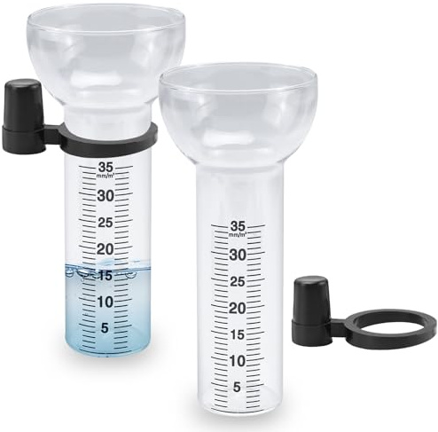FSWWSF Regenmesser 2 Stück Regenmesser Glas 35mm, Regenmesser Ersatzglas mit Halterung, Regenwassermesser für Garten Glas, klar, zur Regenwassermessung