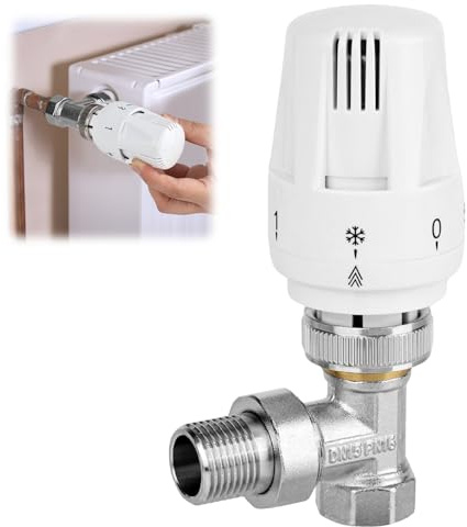 YYTECH G1/2 Messing Thermostatventil Thermostatkopf Heizkörper Thermostatsatz Heizkörperventil Heizkörperzubehör Heizung Thermostatventil Rücklaufverschraubung mit Gewindeanschluss für Heizkörper (B)