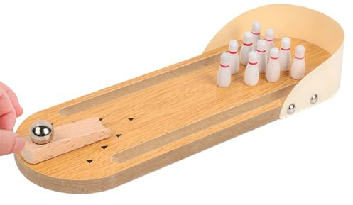 JurciCat Bowling Set Kinder Kegelspiel für Kinder Mini Bowlingbahn mit 10 Pins Mit Hölzernen Desktop Wichtelgeschenk für Erwachsene & Kinder ab 3 Jahre