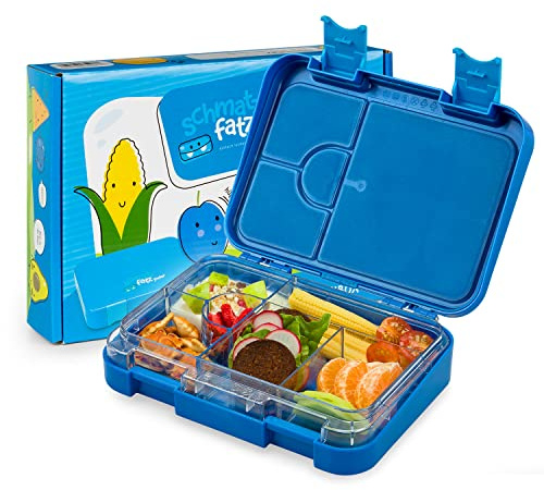 schmatzfatz Junior Lunchbox für Kinder – Bento-Box mit herausnehmbarem Einsatz mit 4 oder 6 Fächern, auslaufsicher, BPA-frei und spülmaschinenfest, für Schule und Kindergarten