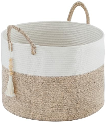 YOUDENOVA Wäschekorb Geflochten Groß 65L Korb Aufbewahrung Korb Decken Spielzeugkorb für Wohnzimmer Kinderzimmer Aufbewahrungskorb Wäschesammler 50x33 Braun