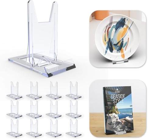 JCrunaway Acryl Ständer Kunststoff Tellerständer, 12 Stücke Verstellbare Buchständer Schallplattenständer Dekotellerhalter Aufsteller für Retro Handheld Spielkonsole Bilder CD Ständer