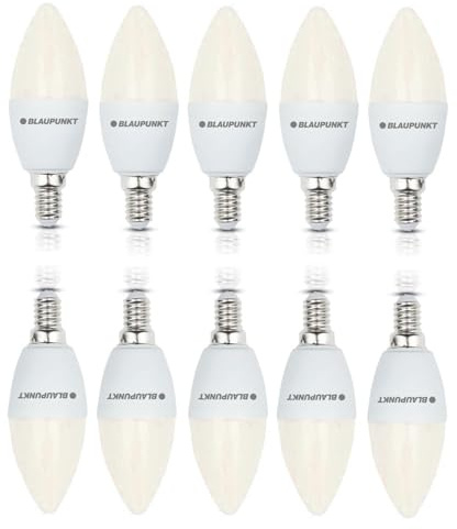 Blaupunkt LED E14 Birne – Kerze – LED-Leuchtmittel – Raumbeleuchtung – 7W – Ersatz für 50W Glühbirne – Warmweiß 2700K – 640 Lumen – Energie- und Kostensparendes Licht – Led Lampen – 10-er Pack