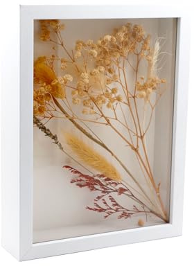 CiciIng 3D Bilderrahmen zum Befüllen, 14,5x19,5cm Holz Bilder Rahmen mit Transparente Acrylplatte, Objektrahmen Tiefer für Foto Blumen Erinnerungsstücke DIY Kunstwerke (Weiß)