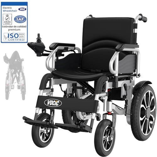 VOCIC 𝗩𝟱𝟲 Elektrischer Rollstuhl Faltbar Leicht bis 150KG | 30KM Rollstühle Elektrisch,500W Motor Elektrorollstuhl mit 40CM Gummi Luftbereifung für all Gelände,Leicht zu transportieren
