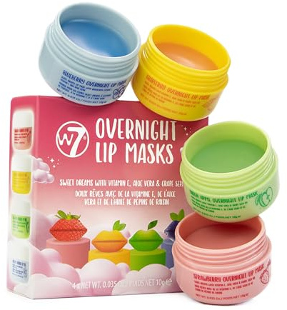 W7 Sweet Dreams Lippenschlafmaske - 4er Pack - Vitamin E, Aloe Vera und Traubenkernöl – Für hydratisierte, volle und unwiderstehliche Lippen